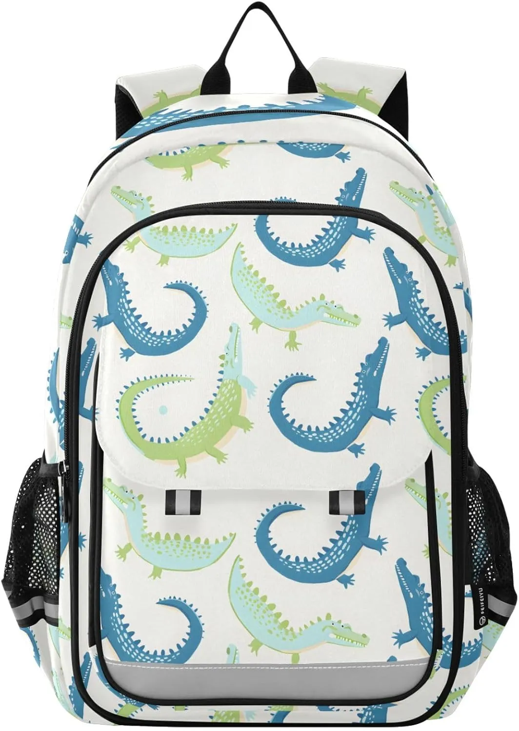 ALAZA Alligator White Pattern Laptop Backpack Purse for Women Men School Bag 17 Inch Bookbag Student Boys Girls Travel Casual Daypack