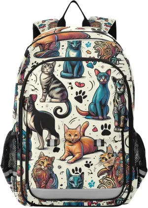 ALAZA Cat Breed Doodle Dog Paw Laptop Backpack Purse for Women Men School Bag 17 Inch Bookbag Student Boys Girls Travel Casual Daypack