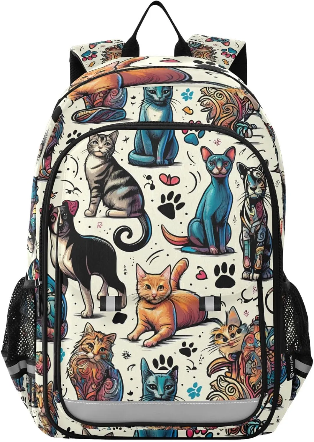 ALAZA Cat Breed Doodle Dog Paw Laptop Backpack Purse for Women Men School Bag 17 Inch Bookbag Student Boys Girls Travel Casual Daypack