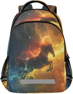 ALAZA Galloping Horse Roars with Starry Sky Backpack for Boys Girls Students Elementary School Bag Kids Bookbag Travel Daypack