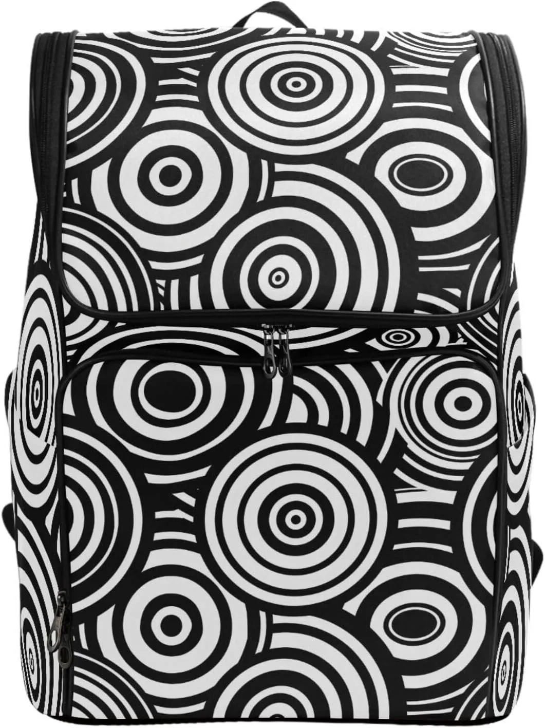 ALAZA Large Travel Laptop Backpack Black and White Concentric Circles Rucksack Women Men Business Office Back Pack Daily Commute Backpacks,Water Resistant College Computer Bag,19"
