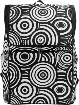 ALAZA Large Travel Laptop Backpack Black and White Concentric Circles Rucksack Women Men Business Office Back Pack Daily Commute Backpacks,Water Resistant College Computer Bag,19"