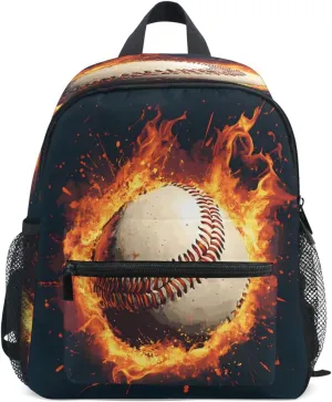 ALAZA Toddler Backpacks for Boys Girls Baseball Magma Flame Kids Backpack with Chest Clip and Name Tag,M