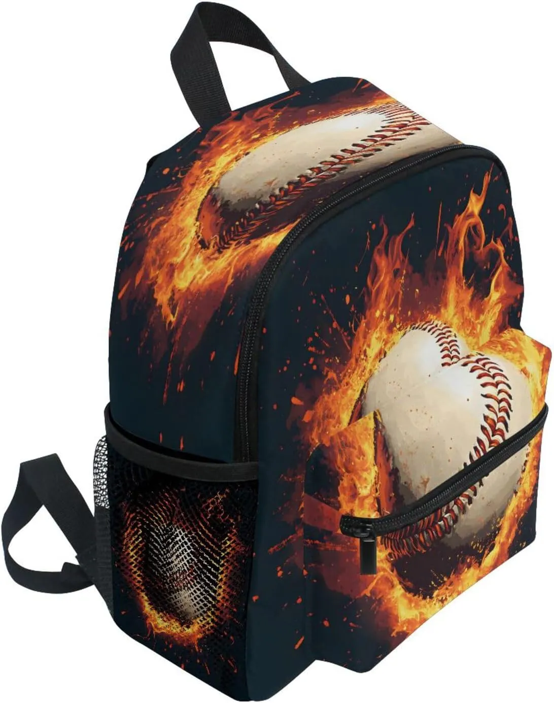 ALAZA Toddler Backpacks for Boys Girls Baseball Magma Flame Kids Backpack with Chest Clip and Name Tag,M
