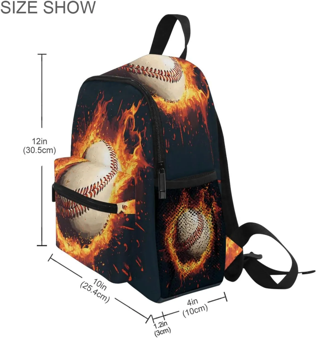 ALAZA Toddler Backpacks for Boys Girls Baseball Magma Flame Kids Backpack with Chest Clip and Name Tag,M