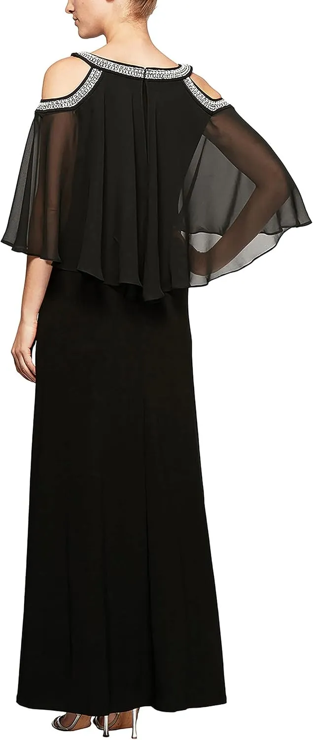 Alex Evenings Women's Cold Shoulder Popover Dress