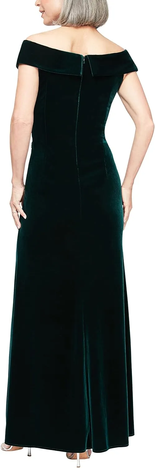 Alex Evenings Women's Long Off The Shoulder Fit and Flare Dress