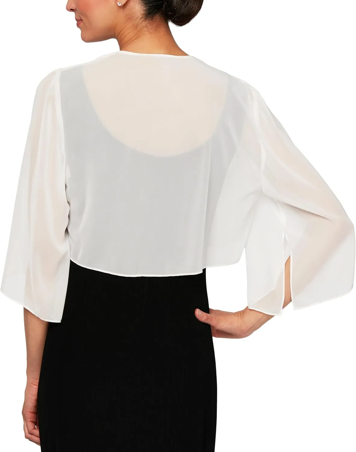 Alex Evenings Women's Short Bolero Shrug Jacket with 3/4 Sleeve Elegant Cropped Cover-Up for Formal and Evening Wear