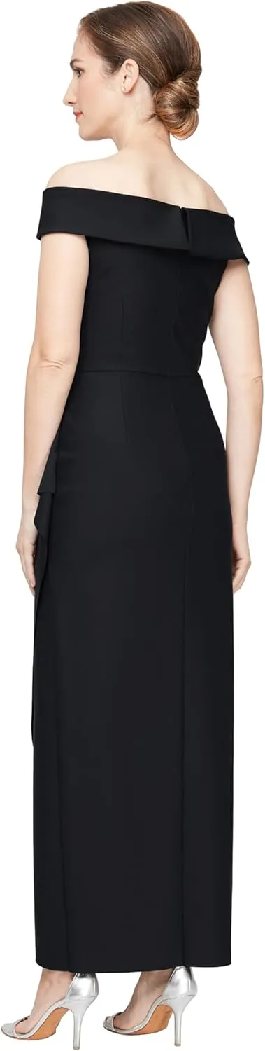 Alex Evenings Women's Slimming Long Side Ruched Mother of The Bride Dress W/Cascade Ruffle Skirt (Petite and Regular Sizes)