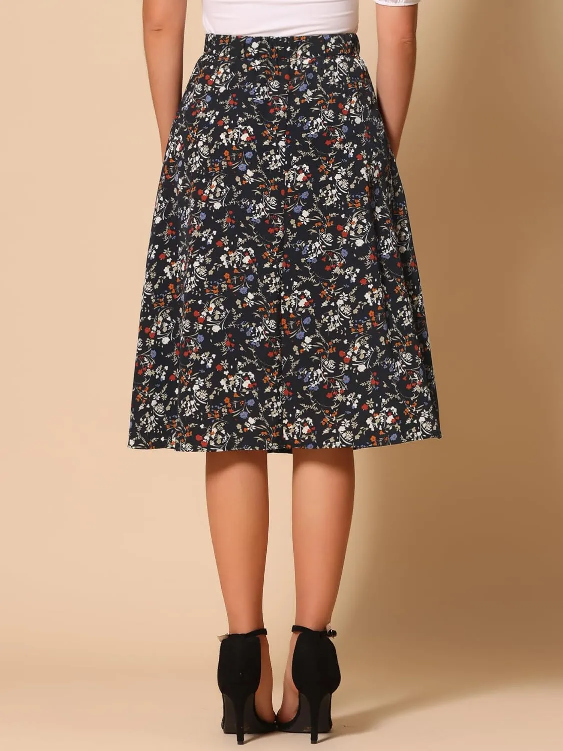 Allegra K Women's A-Line Midi Skirt Floral Print Chiffon Vintage 2024 Summer Skirts