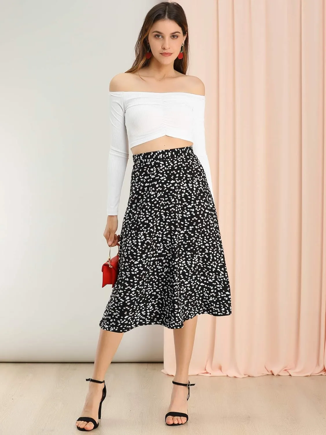 Allegra K Women's A-Line Midi Skirt Floral Print Chiffon Vintage 2024 Summer Skirts