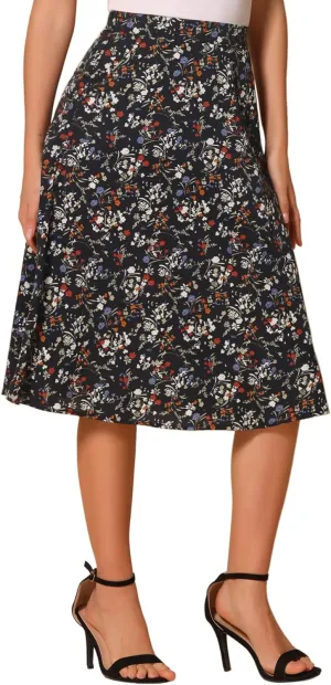 Allegra K Women's A-Line Midi Skirt Floral Print Chiffon Vintage 2024 Summer Skirts