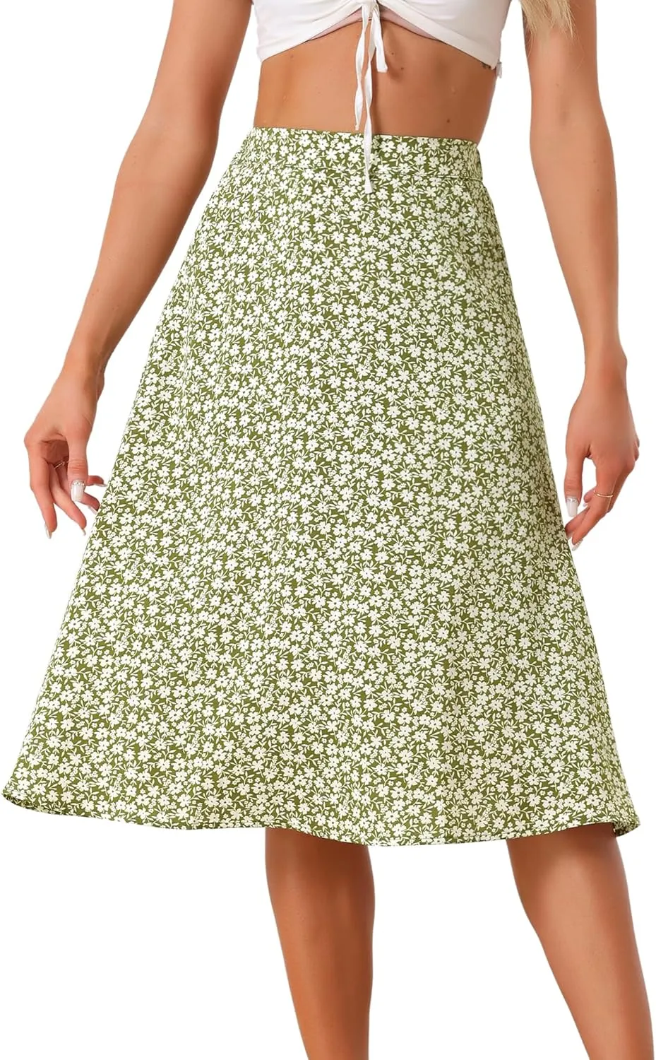 Allegra K Women's A-Line Midi Skirt Floral Print Chiffon Vintage 2024 Summer Skirts