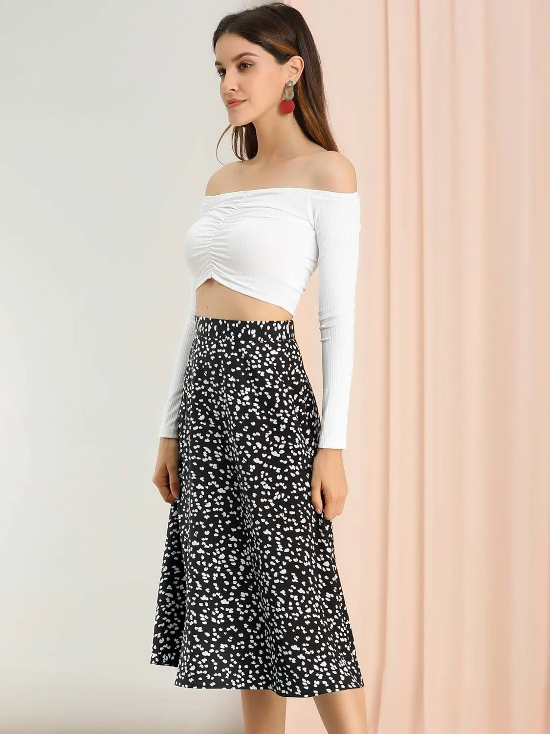 Allegra K Women's A-Line Midi Skirt Floral Print Chiffon Vintage 2024 Summer Skirts