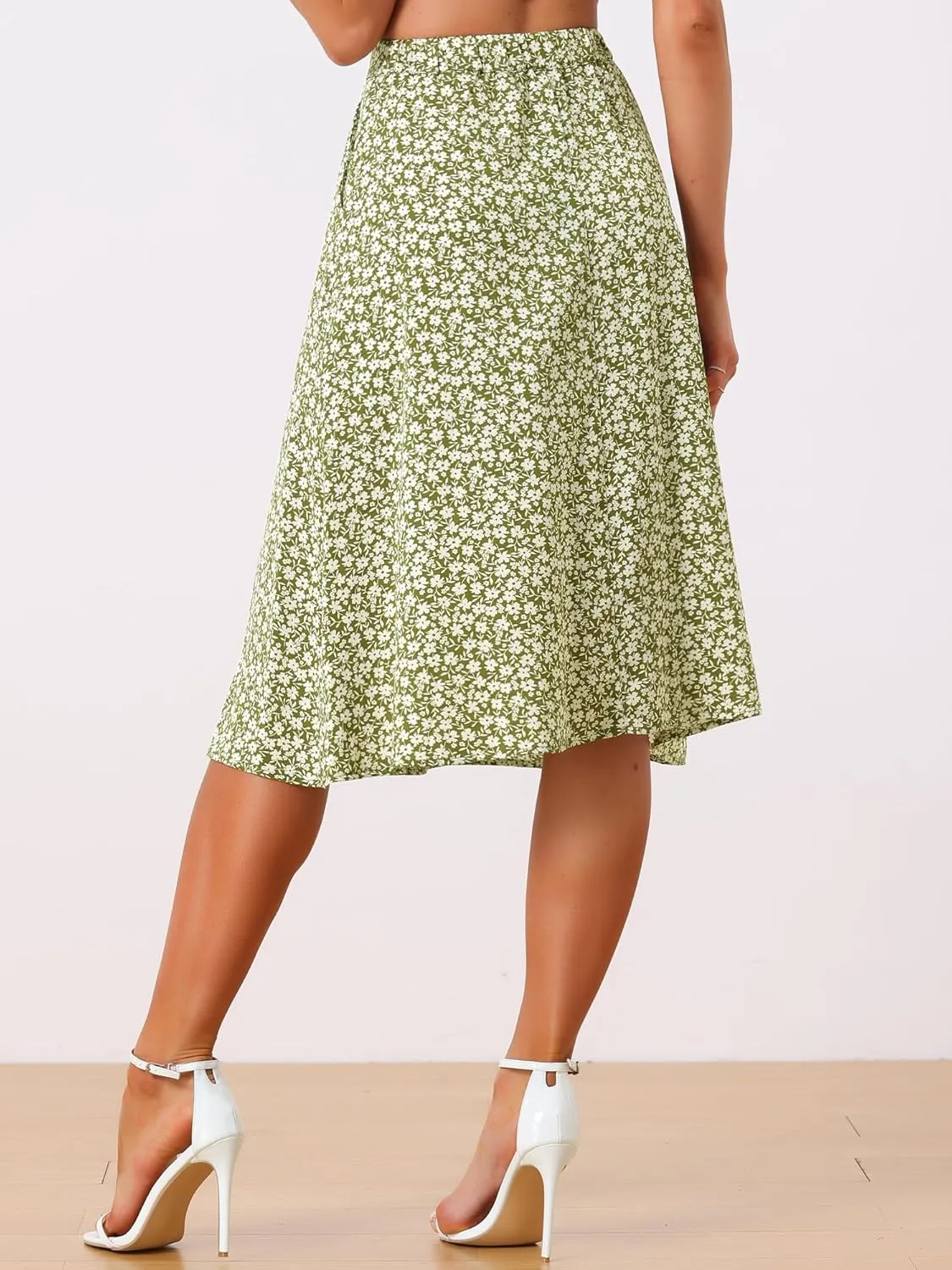 Allegra K Women's A-Line Midi Skirt Floral Print Chiffon Vintage 2024 Summer Skirts