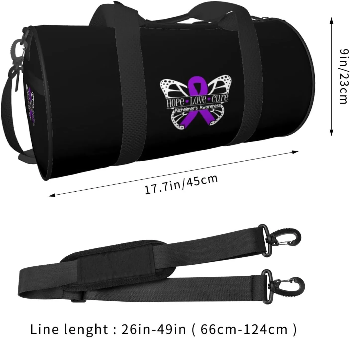Alzheimer'S Disease Awareness Travel Luggage Duffel Bag Sports Rolling Foldable Duffel Bag, Black