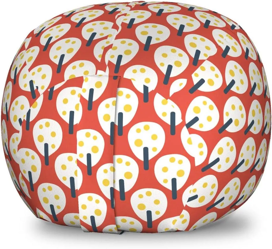 Ambesonne Abstract Storage Toy Bag Chair, Cartoon Simplistic Fruit Trees Repetition, Stuffed Animal Organizer Washable Bag, Small Size, Salmon Champagne