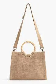 America & Beyond Floral Beaded Jute Handbag