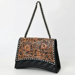 American Darling Black and Hand Tooled Genuine Leather Western Crossbody Bag