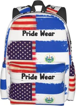 American El Salvador Flag Casual Backpack Large Capacity Travel Backpacks Laptop Daypack Commuter Rucksack Adjustable Strap Sports Bags for Hiking Biking