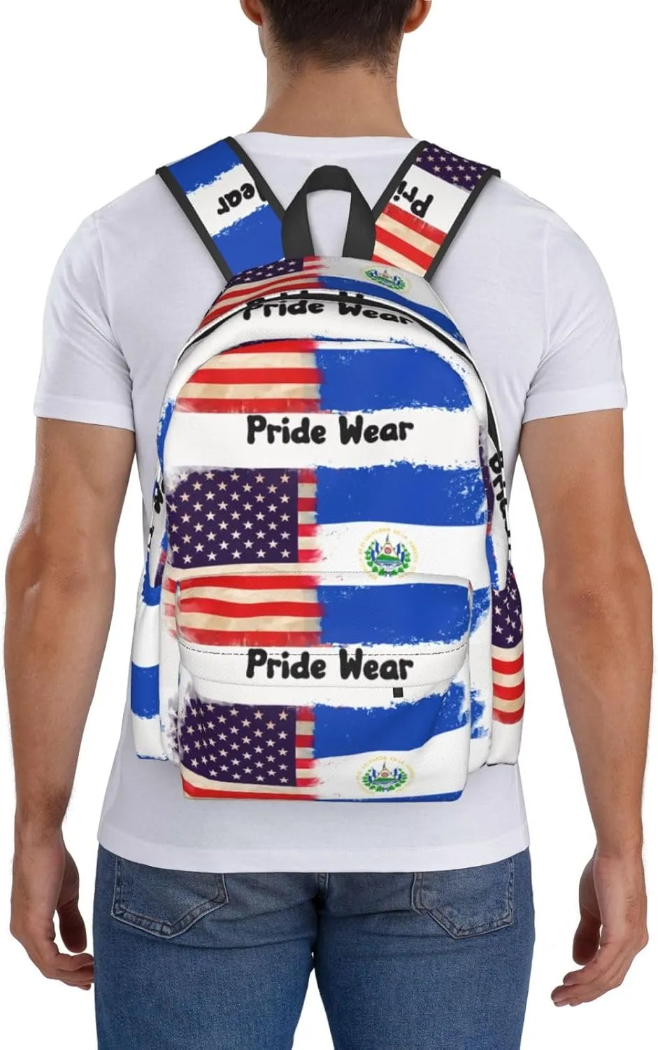 American El Salvador Flag Casual Backpack Large Capacity Travel Backpacks Laptop Daypack Commuter Rucksack Adjustable Strap Sports Bags for Hiking Biking
