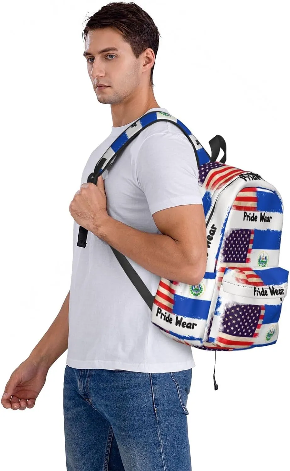 American El Salvador Flag Casual Backpack Large Capacity Travel Backpacks Laptop Daypack Commuter Rucksack Adjustable Strap Sports Bags for Hiking Biking