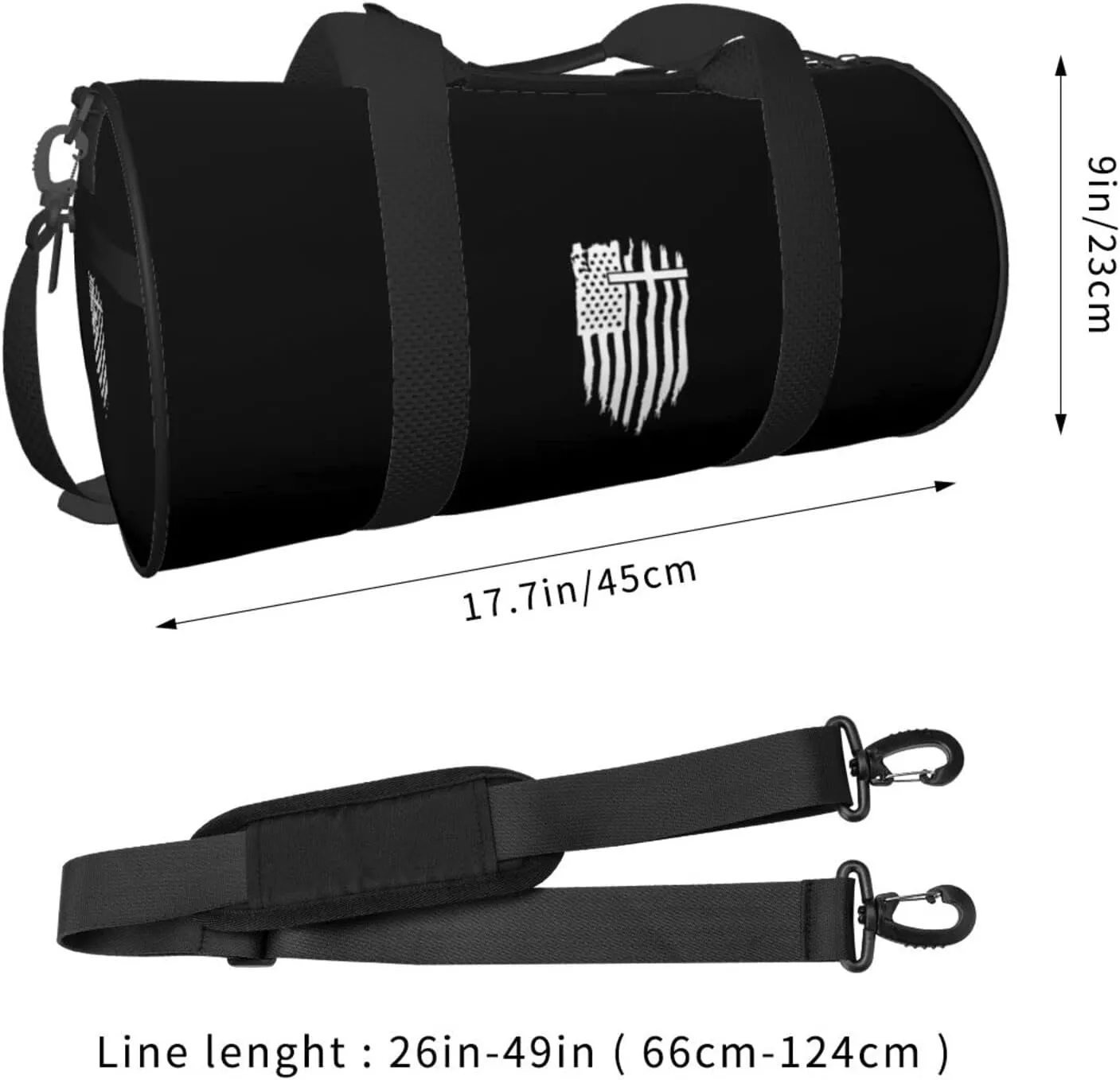 American Flag Cross Christian Bible God Jesus Travel Luggage Duffel Bag Sports Rolling Foldable Duffel Bag, Black