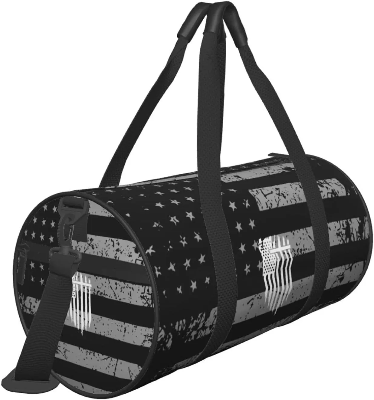 American Flag Cross Christian Bible God Jesus Travel Luggage Duffel Bag Sports Rolling Foldable Duffel Bag, Black