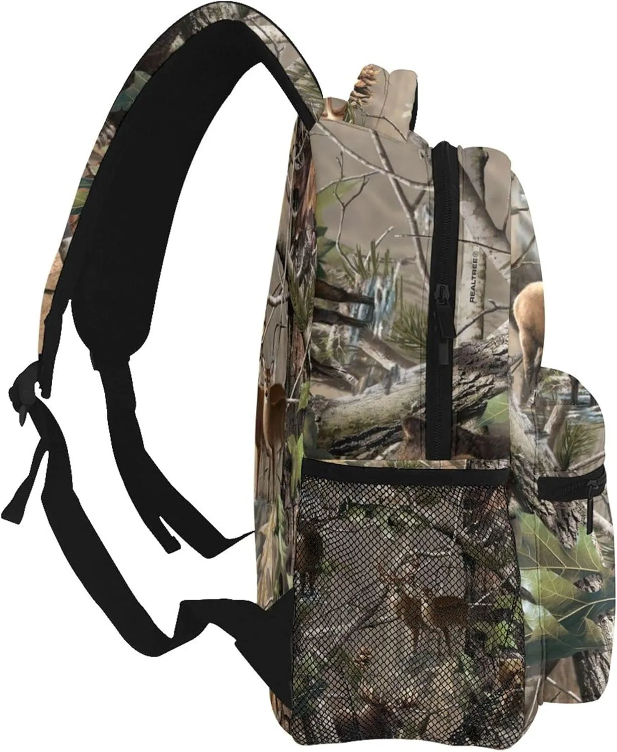 AMRANDOM Lightweight Water Resistant Backpacks For Mens Womens Bookbags (Hunting Camo Moose Deer Bear Fish Animal Pattern)