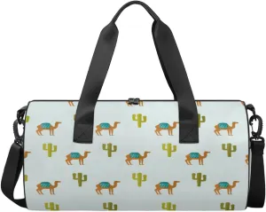 Animal Camel Cactus Sports Duffel Bag, Gym Tote Bag Waterproof Weekender Travel Bag for Overnight Travel Luggage Workout Women Men
