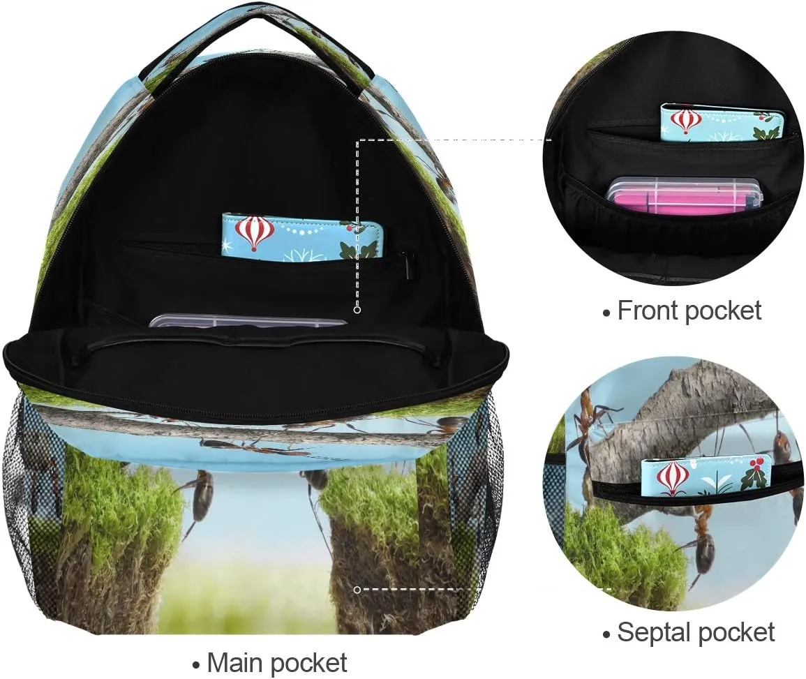 Ant Team Backpack for Boy Girl Teens, Water Resistant School Backpack Lightweight Bookbag Casual Backpack