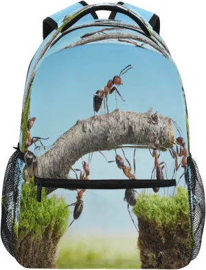 Ant Team Backpack for Boy Girl Teens, Water Resistant School Backpack Lightweight Bookbag Casual Backpack