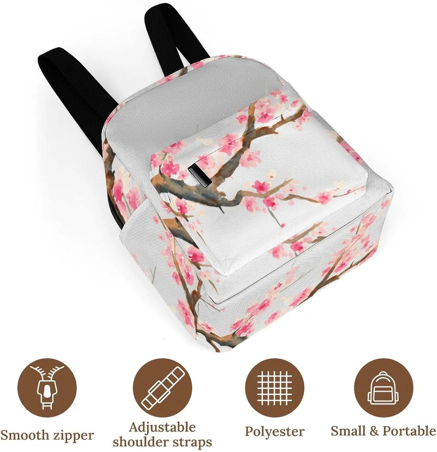 Aqua Cherry Blossom Casual Women's Backpack, Lightweight, Waterproof, Versatile Daily Bag