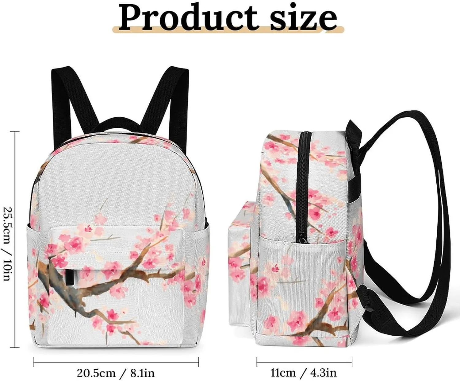 Aqua Cherry Blossom Casual Women's Backpack, Lightweight, Waterproof, Versatile Daily Bag