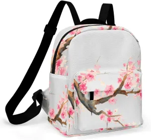 Aqua Cherry Blossom Casual Women's Backpack, Lightweight, Waterproof, Versatile Daily Bag