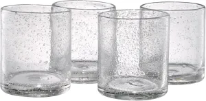 Artland 14oz Double Old Fashion Glass, Set of 4 | Iris Seeded Design, Clear | Drinking Glass for Parties and Everyday Use - Mojito, Whiskey, Cocktail | Glassware & Barware Essentials