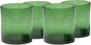 Artland 14oz Double Old Fashion Glass, Set of 4 | Iris Seeded Design, Green | Drinking Glass for Parties and Everyday Use - Mojito, Whiskey, Cocktail | Glassware & Barware Essentials