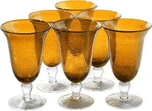 ARTLAND 18oz Footed Iced Tea Glass, Set of 6 | Iris Seeded Design, Amber | Cocktail Glass for Parties and Everyday Use | Glassware & Barware Essentials - New Apartment Housewarming Gift