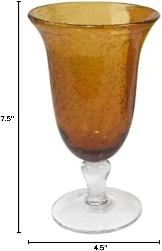 ARTLAND 18oz Footed Iced Tea Glass, Set of 6 | Iris Seeded Design, Amber | Cocktail Glass for Parties and Everyday Use | Glassware & Barware Essentials - New Apartment Housewarming Gift