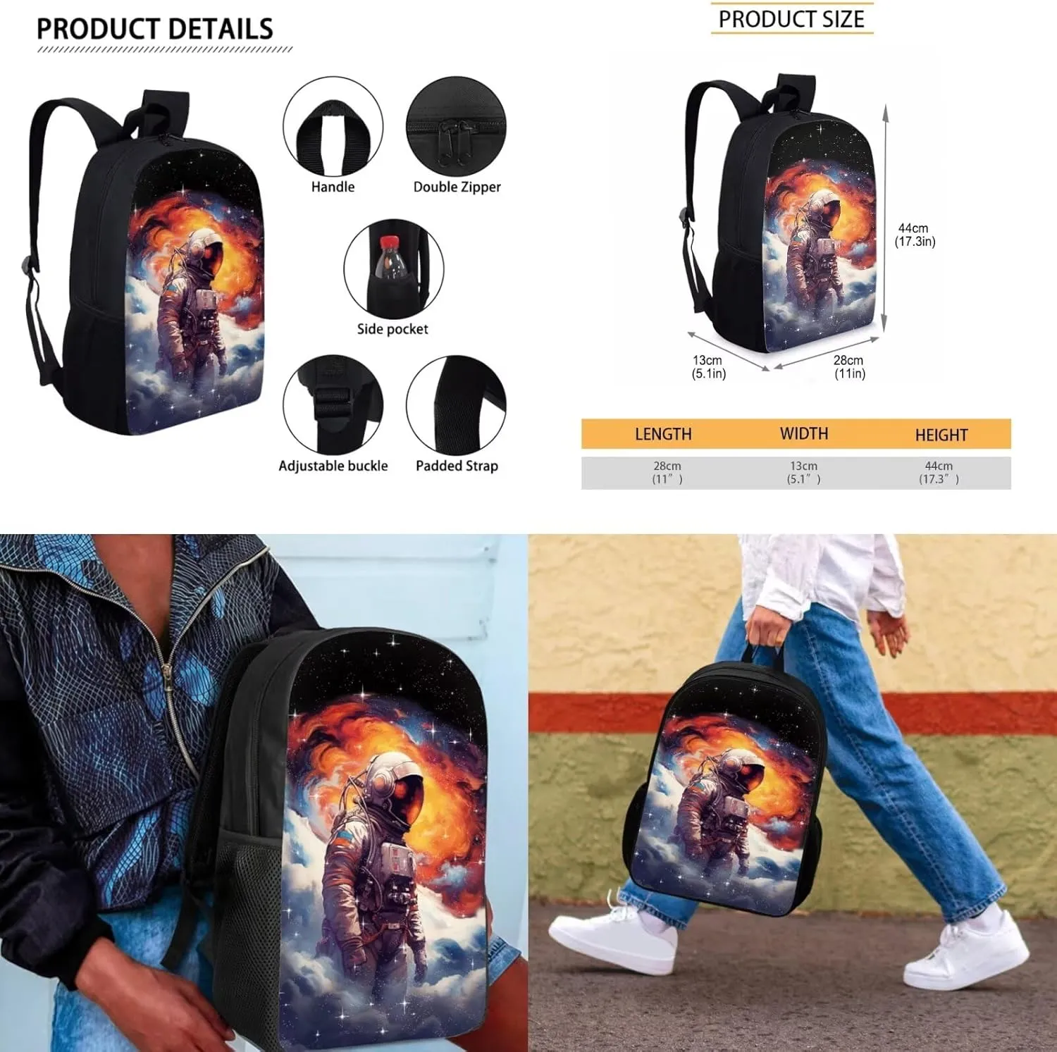 Astronaut Backpack for Boys and Lunch Bag Elementary Preschool School Bag Water Resistant Casual Daypack Travel Bag Back To School Gift for Children Students