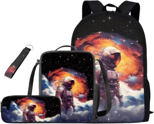 Astronaut Backpack for Boys and Lunch Bag Elementary Preschool School Bag Water Resistant Casual Daypack Travel Bag Back To School Gift for Children Students