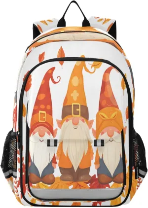 Autumn Maple Leaf Traditional Gnome Laptop Backpack Purse for Women BookBags 17 inch School Bags Men Boys Girls Travel Casual Daypack