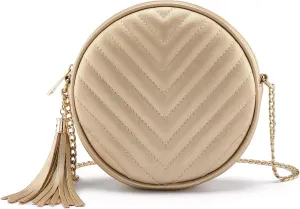 Ayliss Women Crossbody Shoulder Bag Circle Tassel Purse Clutch Evening Small PU leather Handbag Fashion Wallet With Chain