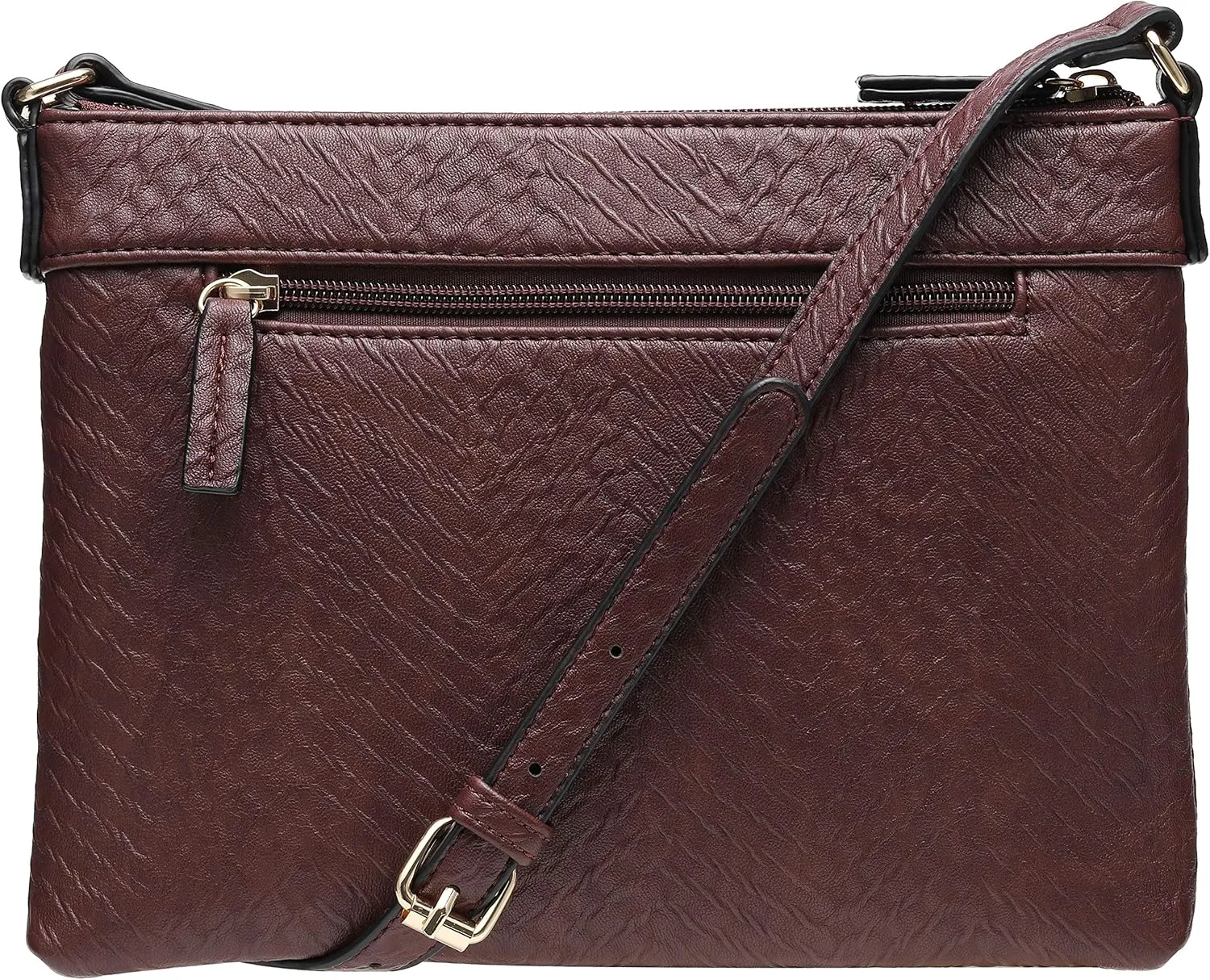 B BRENTANO Vegan Multi-Zipper Crossbody Handbag Purse with Tassel Accents