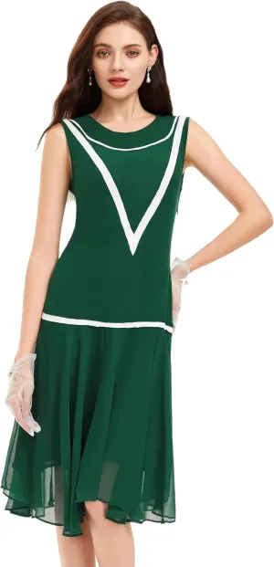 BABEYOND Women’s 1920s Inspired Dress - Flapper Dress Low-Waist Dress Sleeveless Party Chiffon Dress for Women