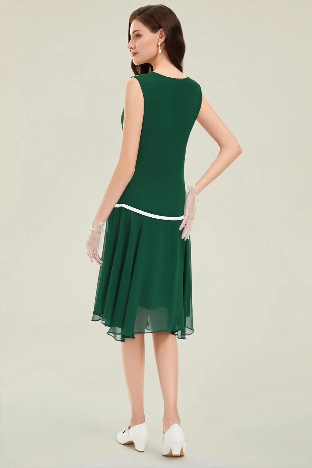 BABEYOND Women’s 1920s Inspired Dress - Flapper Dress Low-Waist Dress Sleeveless Party Chiffon Dress for Women