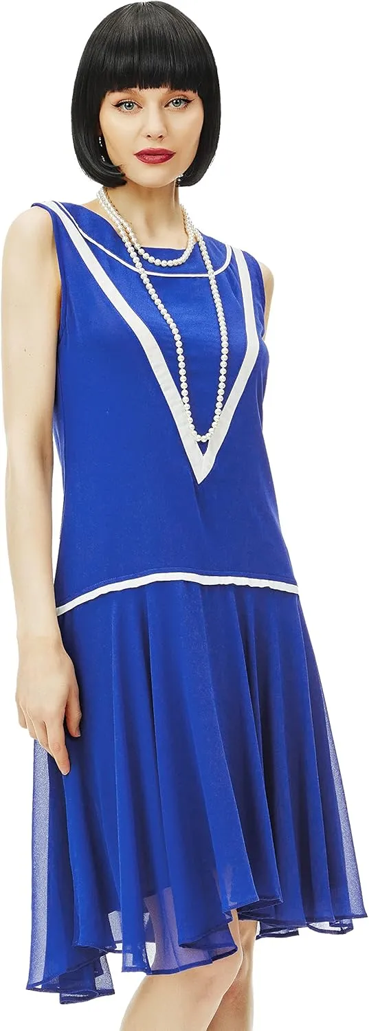 BABEYOND Women’s 1920s Inspired Dress - Flapper Dress Low-Waist Dress Sleeveless Party Chiffon Dress for Women