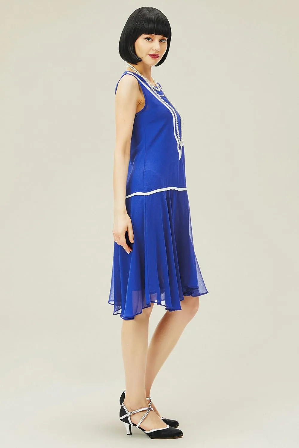 BABEYOND Women’s 1920s Inspired Dress - Flapper Dress Low-Waist Dress Sleeveless Party Chiffon Dress for Women
