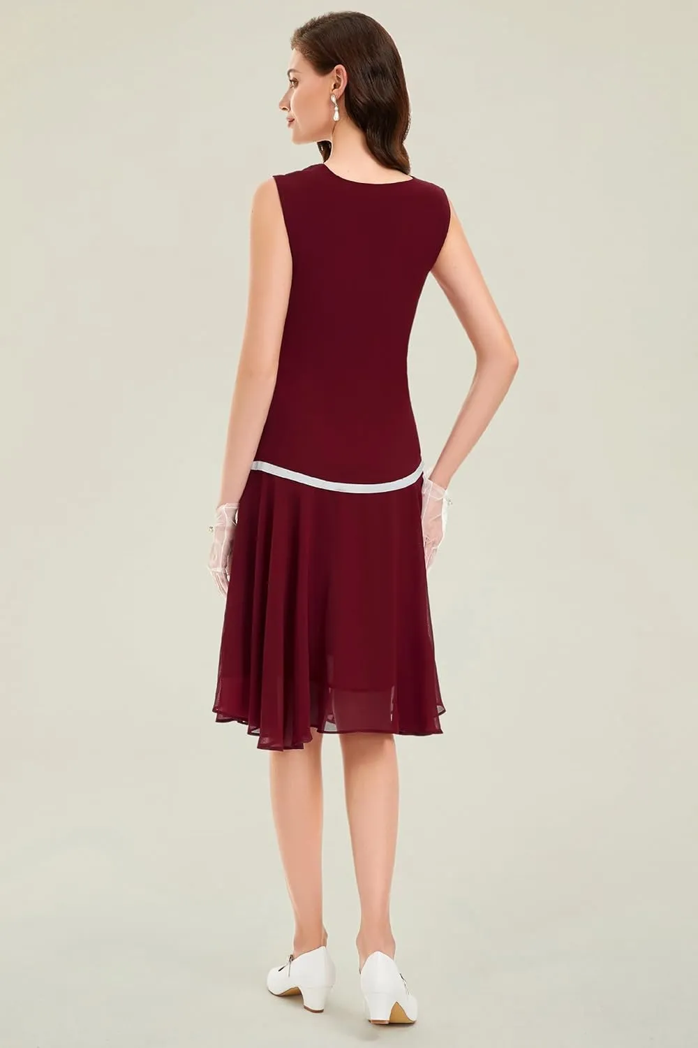 BABEYOND Women’s 1920s Inspired Dress - Flapper Dress Low-Waist Dress Sleeveless Party Chiffon Dress for Women
