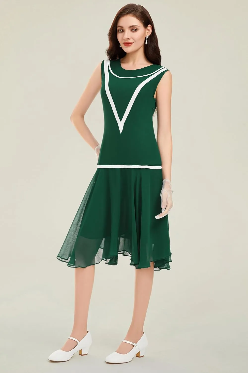 BABEYOND Women’s 1920s Inspired Dress - Flapper Dress Low-Waist Dress Sleeveless Party Chiffon Dress for Women